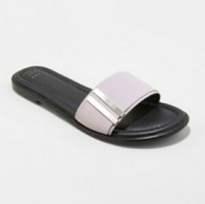 * A New Day Lavender Open Toe Chic Soft Faux Leather Slides Size 6 NEW